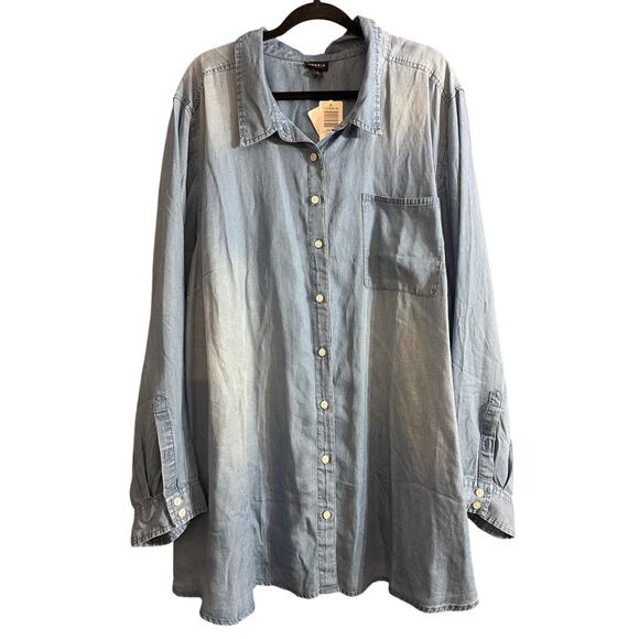 Torrid Women's Plus Lizzie Tencel Button Up Shirt Denim Chambray Size 6 6X New - Picture 2 of 5